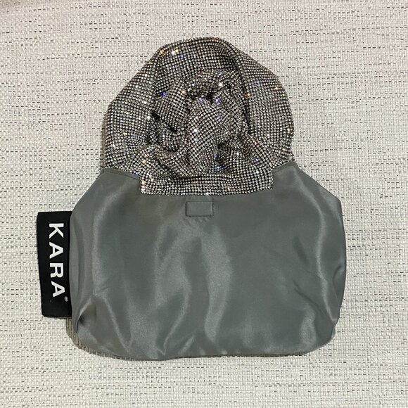 KARA Mini Crystal Mesh Armpit Bag in White (small rip in mesh) + Dust Bag - Picture 7 of 11